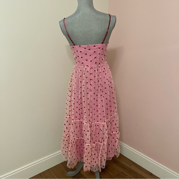 NWT Betsey Johnson Valentines Metallic Heart Print Mesh Midi Dress TIKTOK Viral - Picture 6 of 11